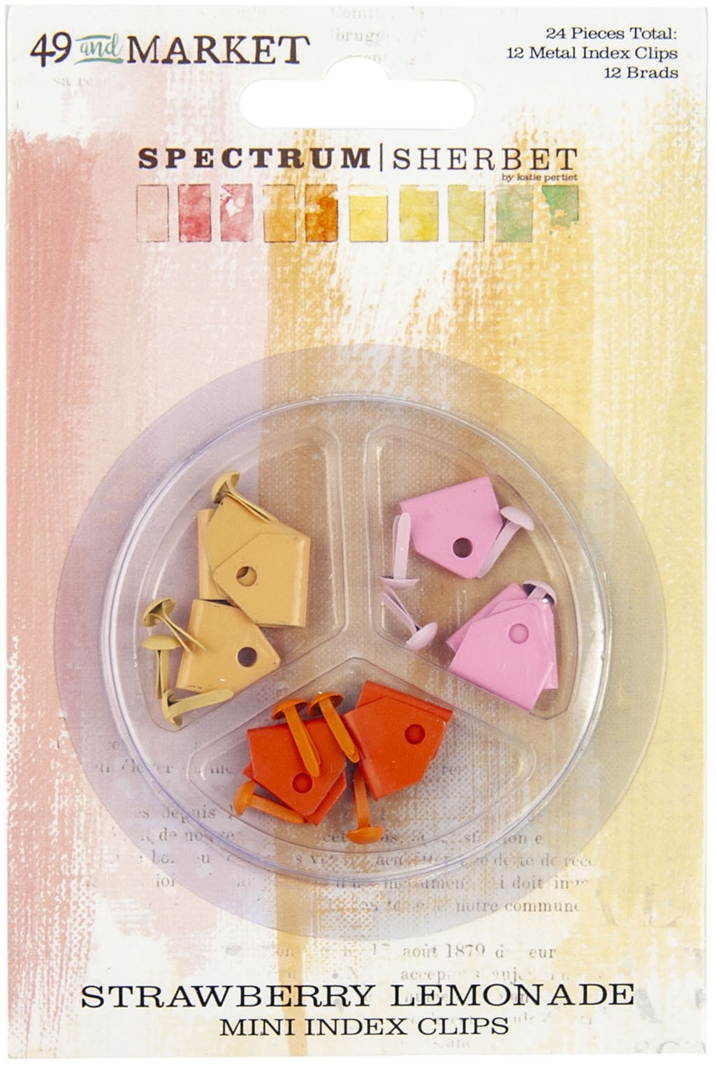 Bild von Spectrum Sherbet Mini Metal Index Clips & Brads 24/Pkg-Strawberry Lemonade