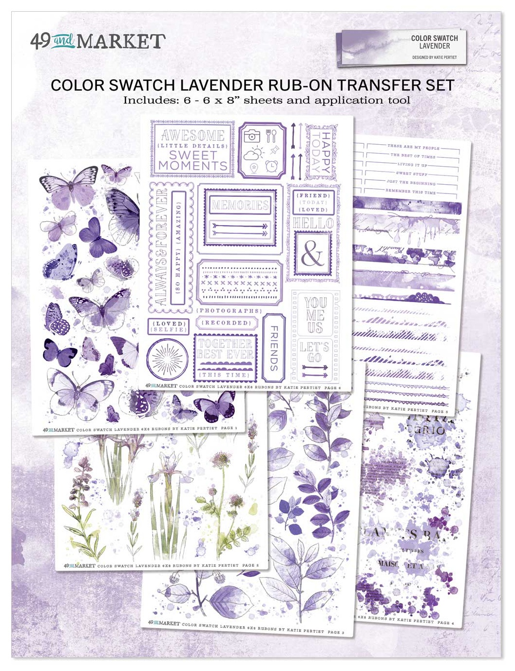 Bild von Color Swatch: Lavender Rub-Ons 6"X8"-6 Sheets