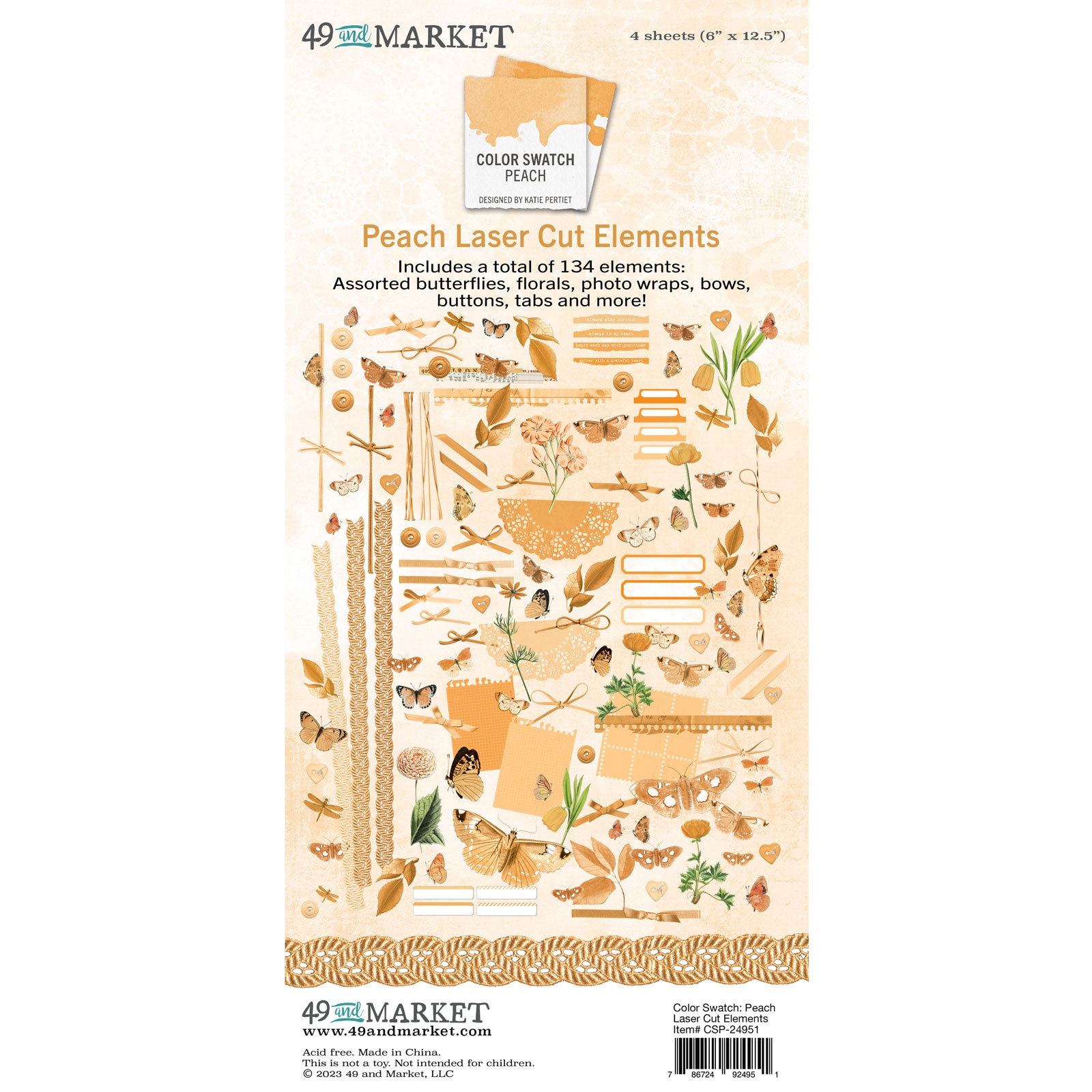 Bild von Color Swatch: Peach Laser Cut Outs-Elements
