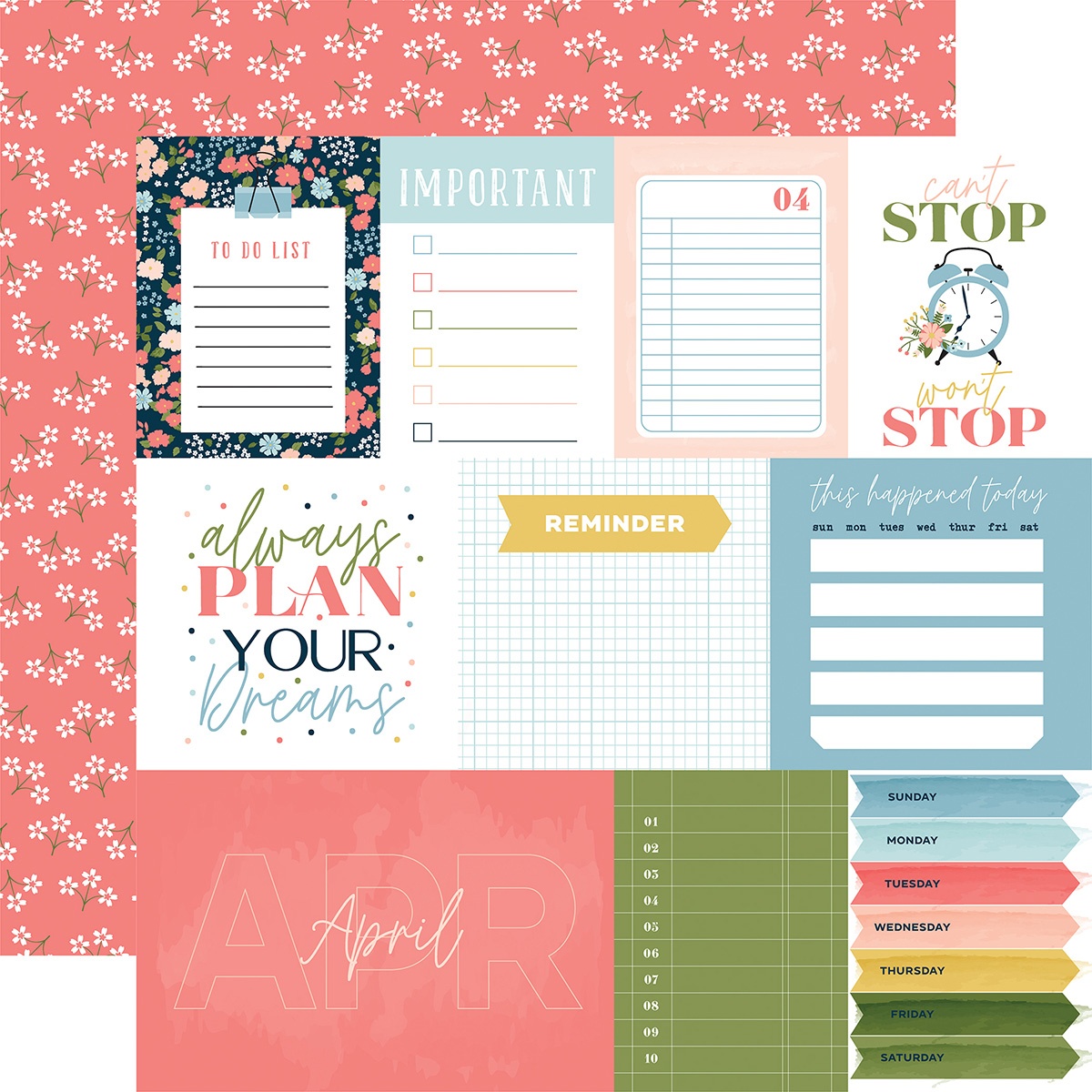Bild von Day In The Life Cardstock 5 Blatt  12"X12"-April 