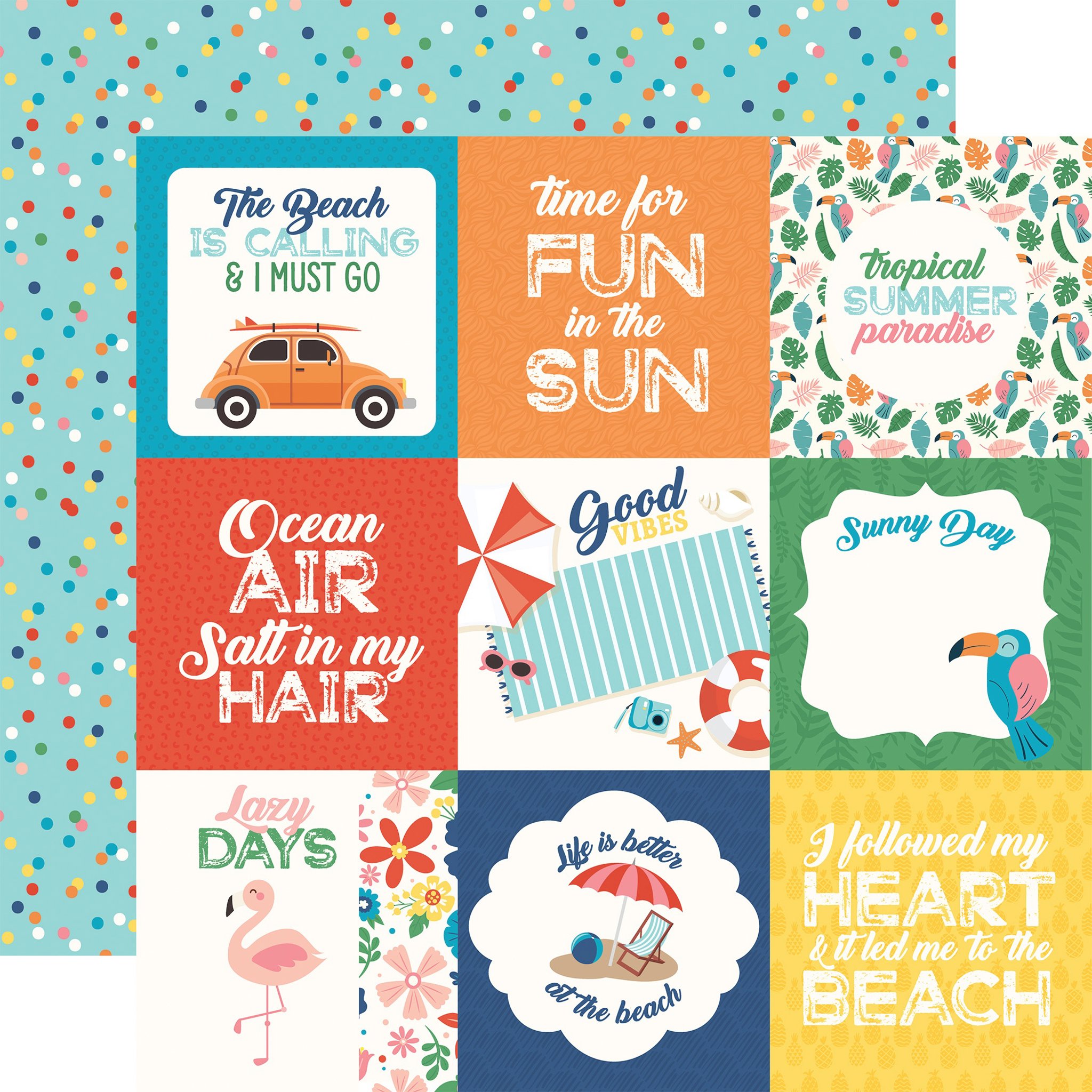 Bild von Endless Summer Cardstock 5 Blatt  12"X12"-4"X4" Journaling Cards 