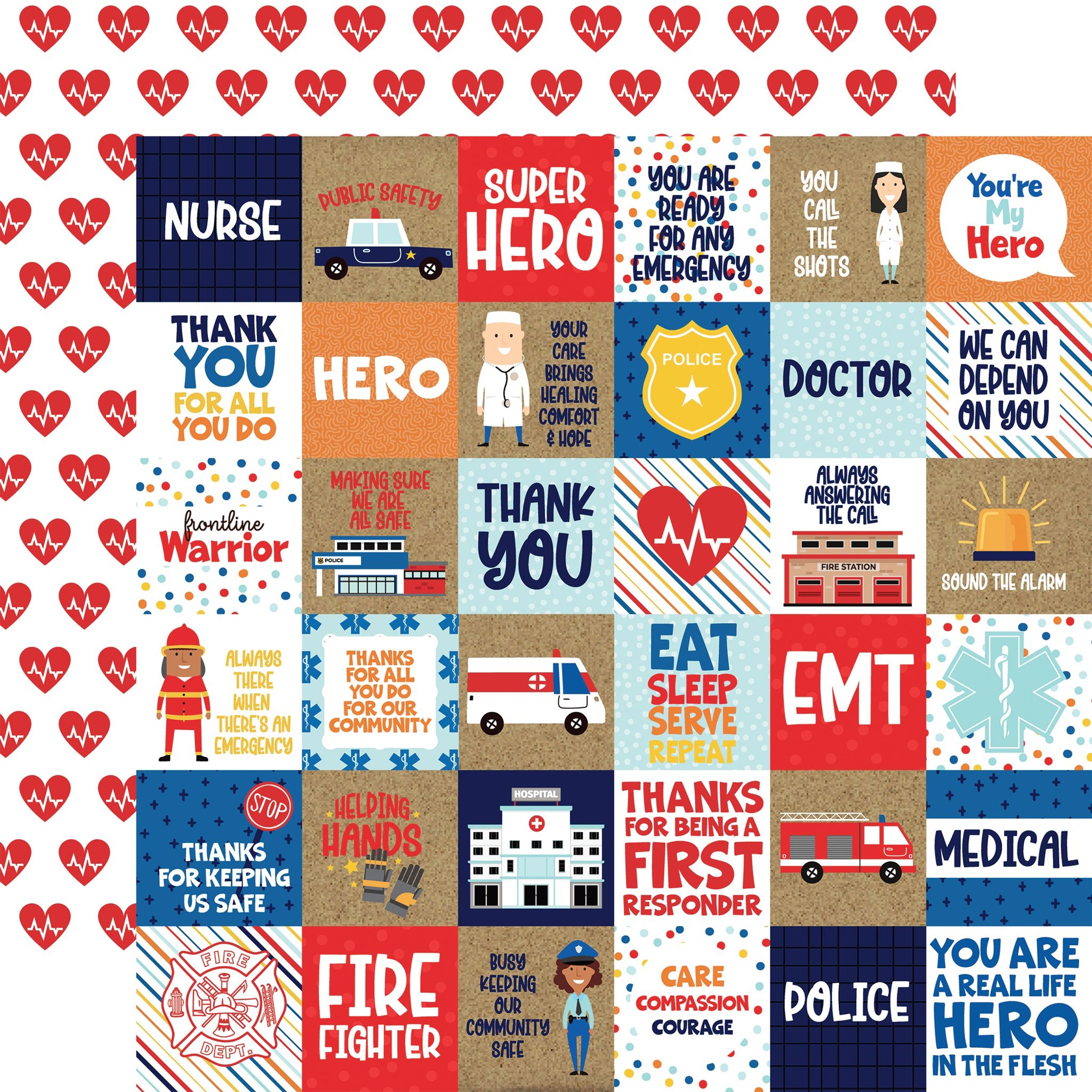Bild von First Responder Cardstock 5 Blatt  12"X12"-Journaling Cards 