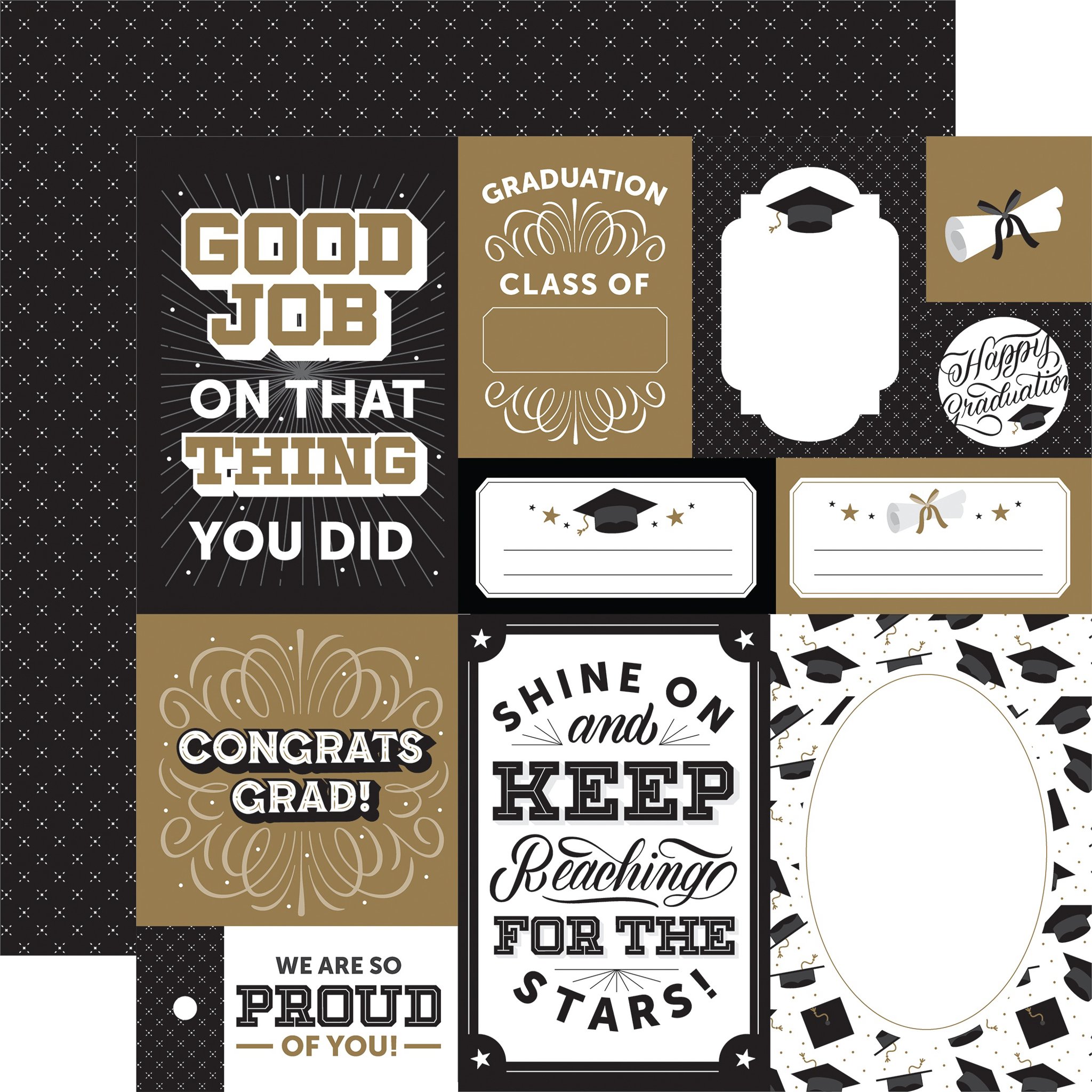 Bild von Graduation Cardstock 5 Blatt  12"X12"-Multi Journaling Cards 