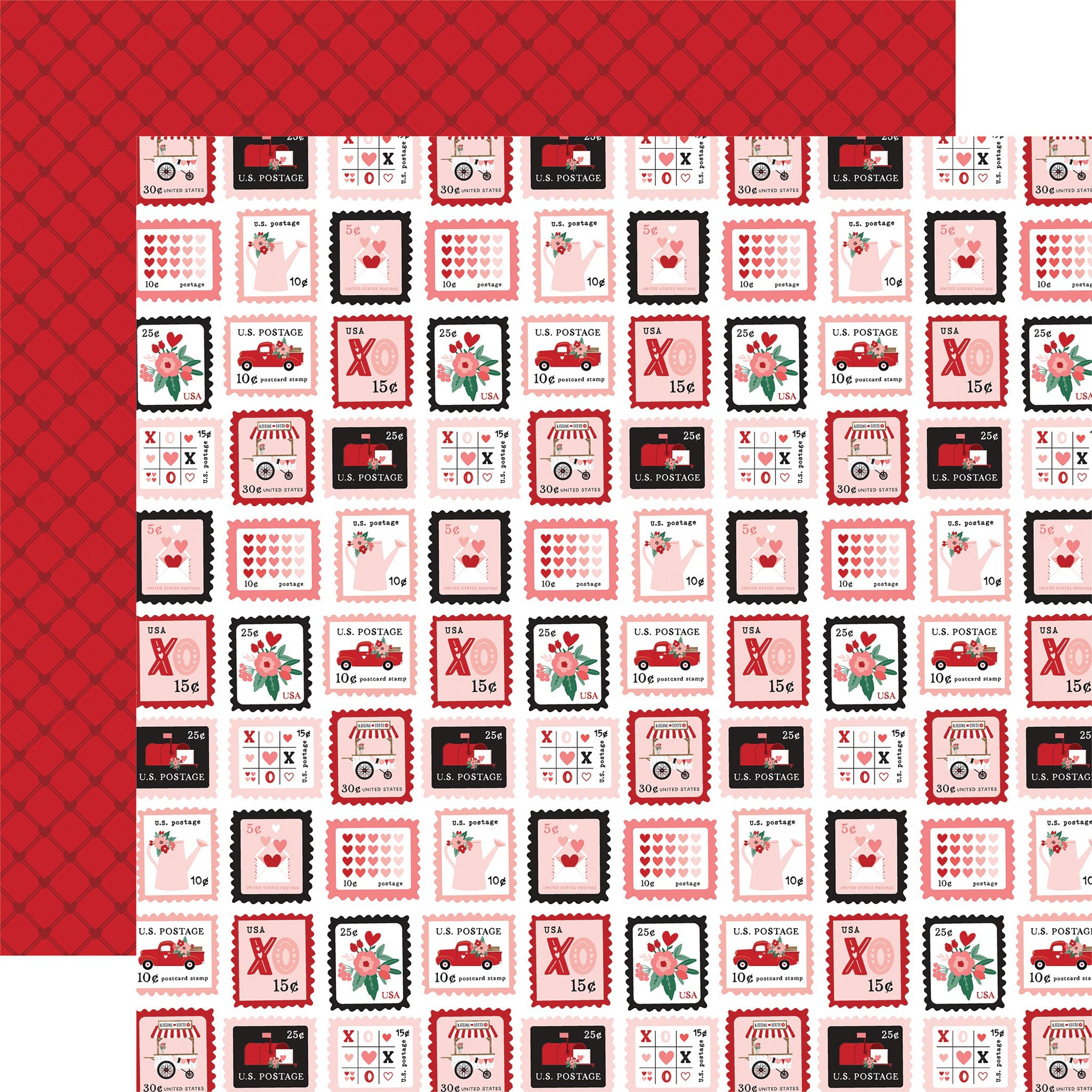 Bild von Hello Valentine Cardstock 5 Blatt  12"X12"-Love Letter Stamps 
