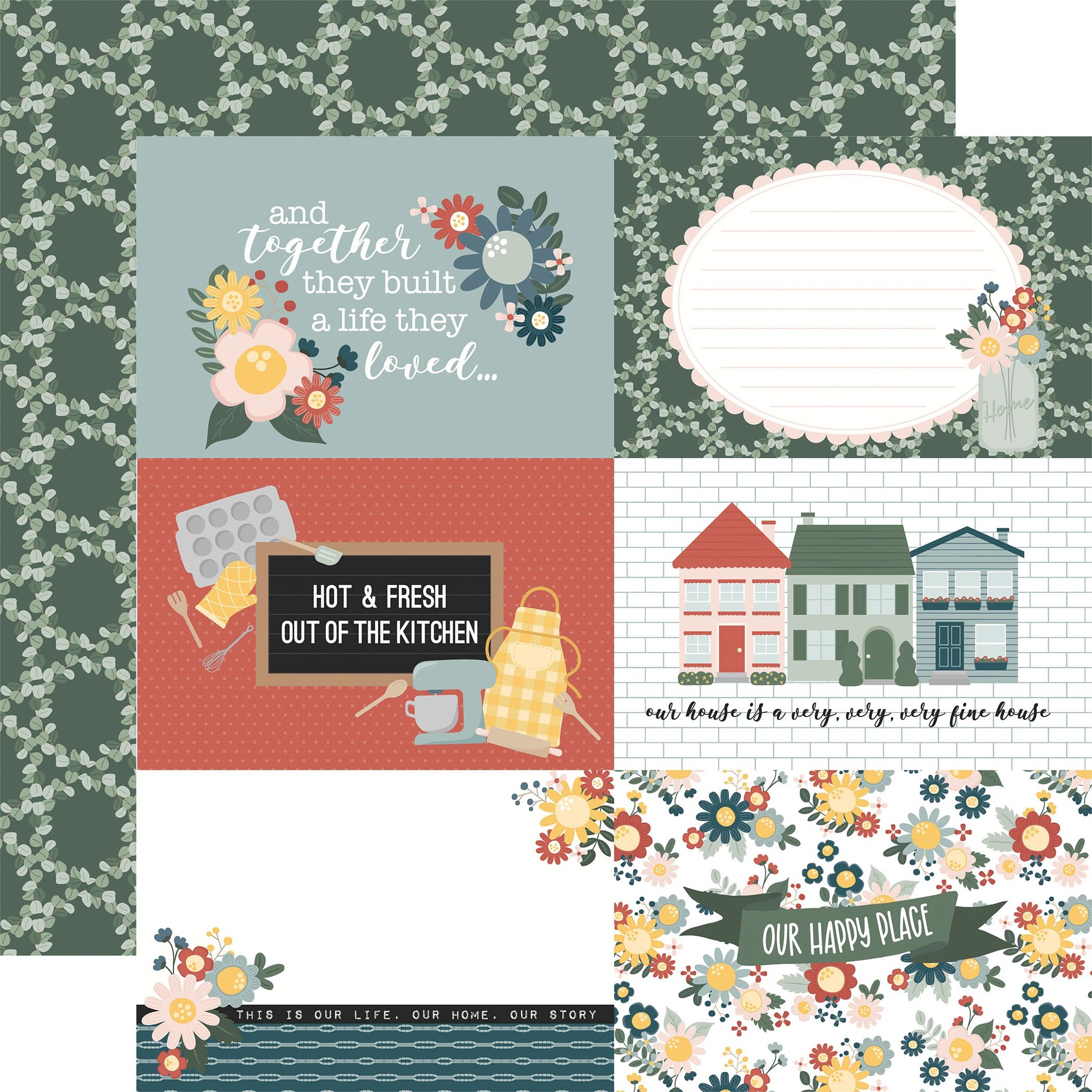 Bild von Good To Be Home Cardstock 5 Blatt  12"X12"-6"x4" Journaling Cards 