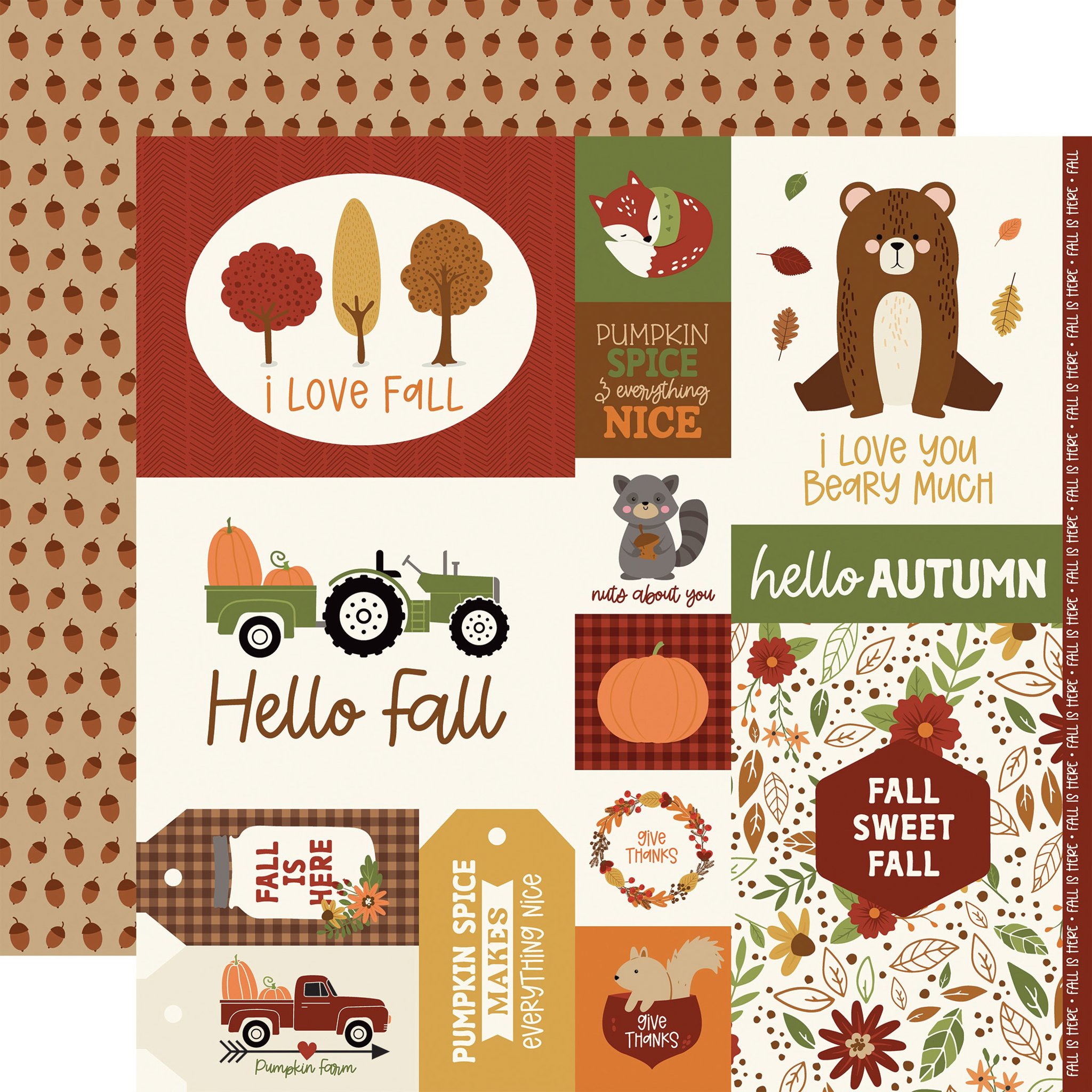 Bild von I Love Fall Cardstock 5 Blatt  12"X12"-Multi Journaling Cards 
