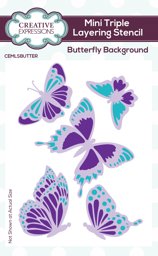 Bild von Creative Expressions Mini Layering Stencil 4"X3" 3/Pkg-Butterfly Background