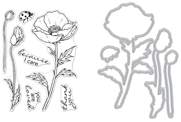 Bild von Hero Arts Clear Stamp & Die Combo-Hero Florals Poppy