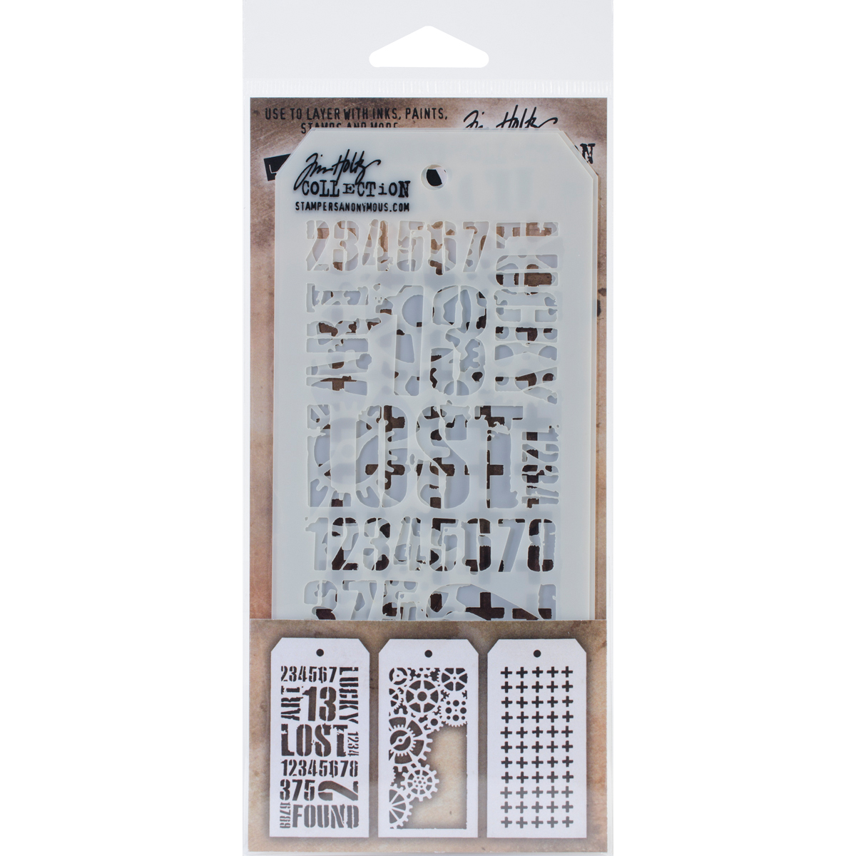 Bild von Tim Holtz Mini Layered Stencil Set 3/Pkg-Set #1