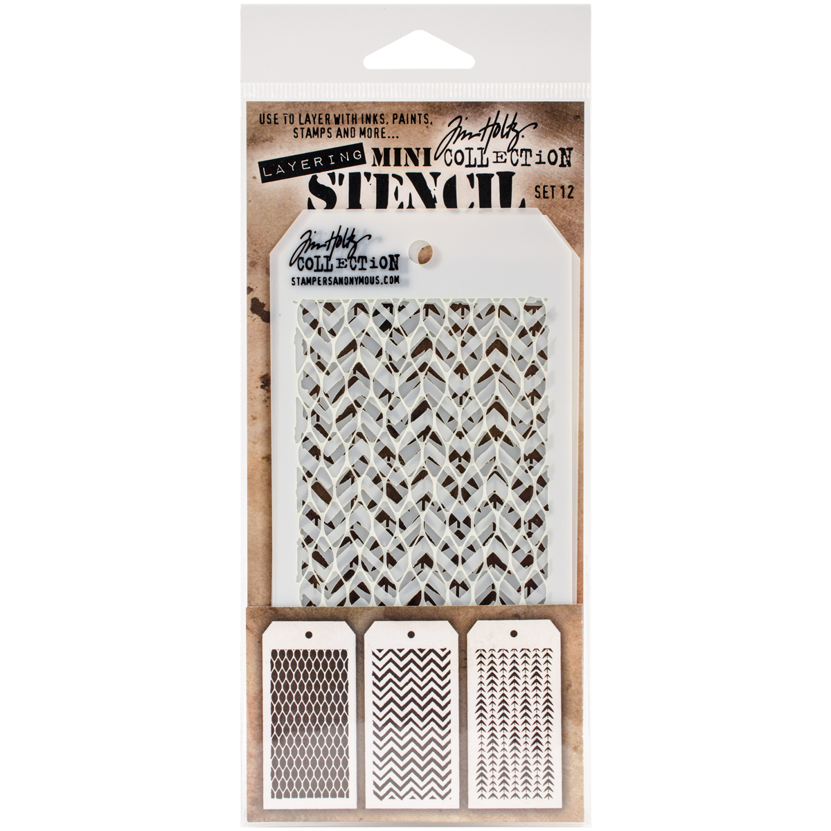 Bild von Tim Holtz Mini Layered Stencil Set 3/Pkg-Set #12